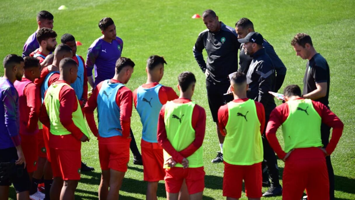Les Lionceaux de l'Atlas U23 lors d'une séance d'entrainement.