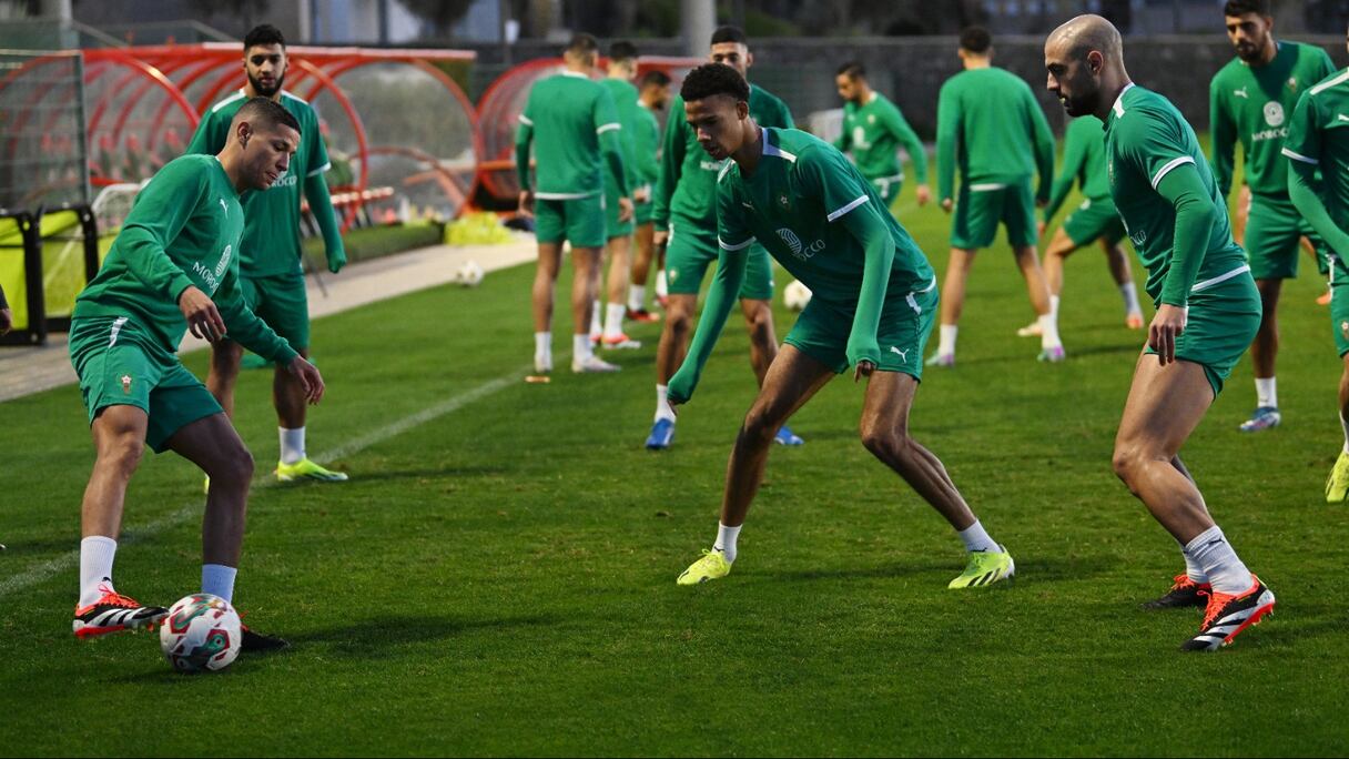 Dernier entraînement avant le départ des Lions de l’Atlas pour la Côte d’Ivoire, le samedi 6 janvier 2024.
