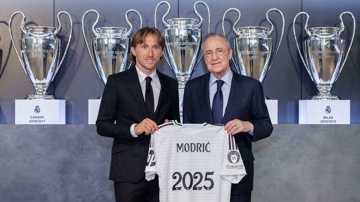 Luka Modrid et Florentino Pérez, président du Real Madrid