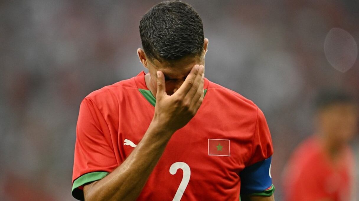 Achraf Hakimi à l’issue du match Maroc-Ukraine (1-2), à Saint-Etienne, le 27 juillet 2024.