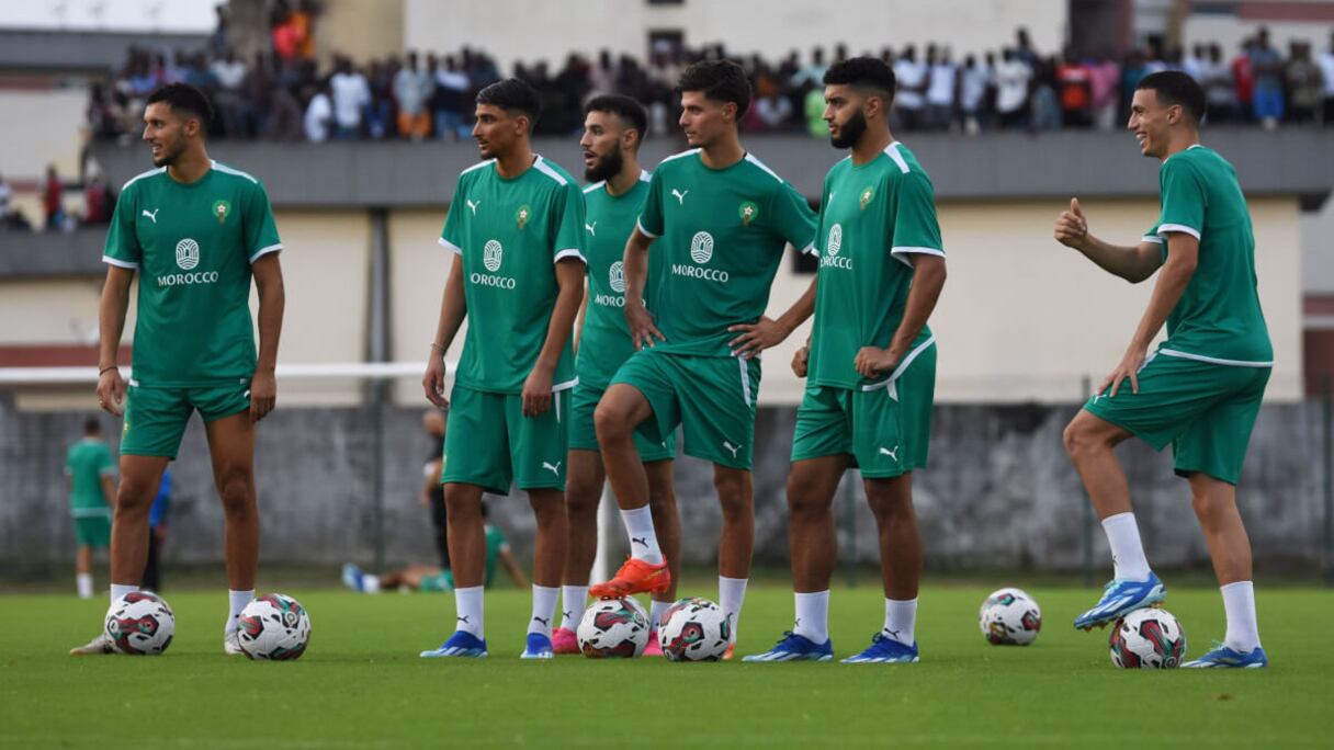 Entraînement des Lions de l'Atlas à Abidjan, le jeudi 13 octobre 2023.
