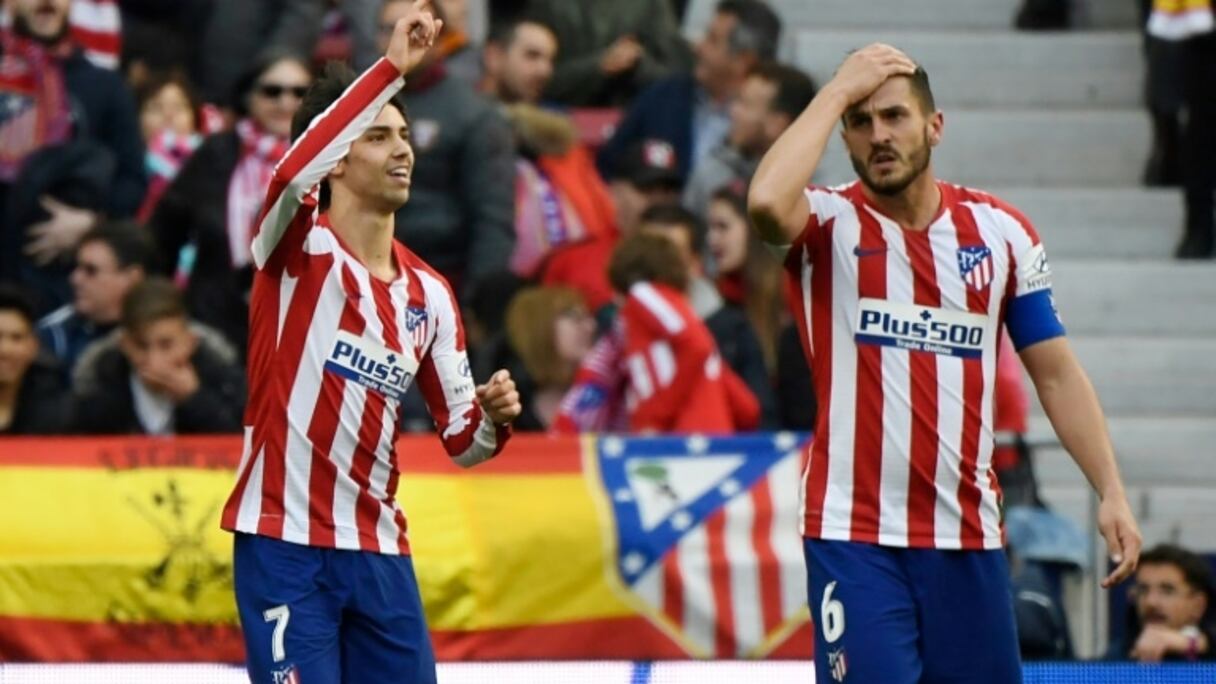 Les joueurs de l'Atlético Madrid opposés au Séville FC au Wanda Metropolitano, le 7 mars 2020.
