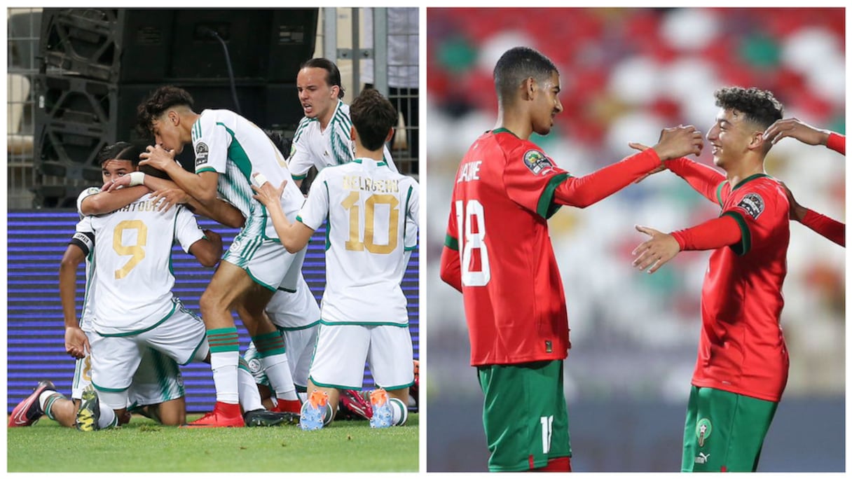 Les équipes nationales U17 du Maroc et de l'Algérie à la CAN 2023.