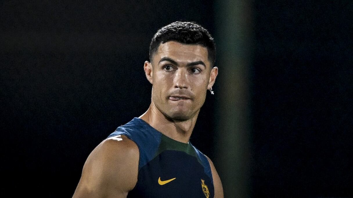 Cristiano Ronaldo à l'entraînement avec la sélection portugaise.
