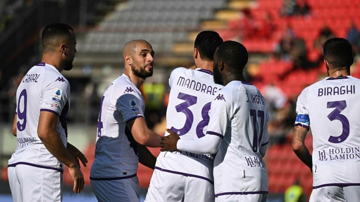 Joueurs de la Fiorentina lors de la demi-finale aller de la Coupe d'Italie face à Cremonese