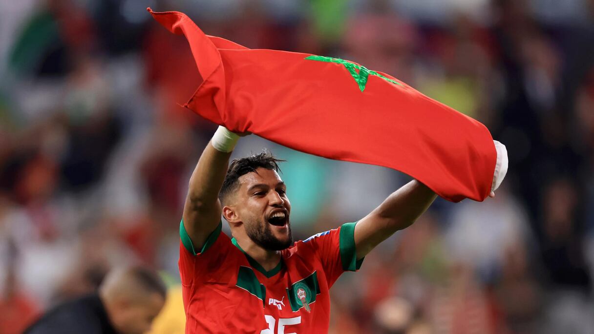 Yahya Attiat-Allah avec les Lions de l'Atlas lors du Mondial 2022.