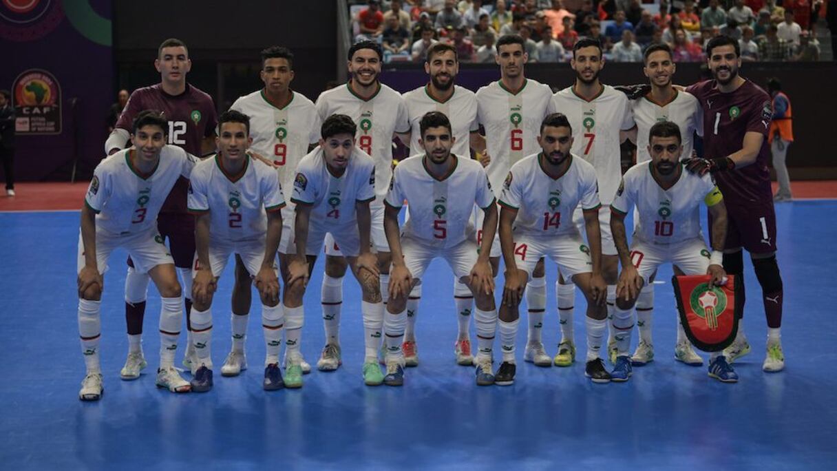 Les Lions de l'Atlas de futsal lors de leur match contre la Zambie (13-0), le 15 avril 2024.
