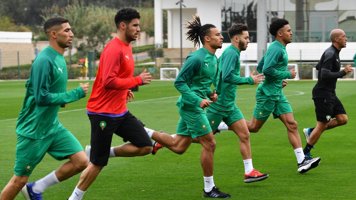 Les Lions de l'Atlas s'entraînent au Complexe Mohammed VI en prévision de la CAN 2021.