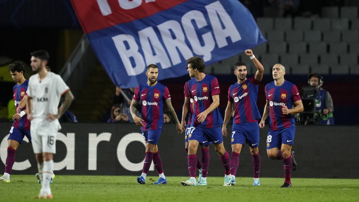Les joueurs du FC Barcelone contre le Shakhtar Donetsk en Ligue des Champions, le mercredi 25 octobre 2023.