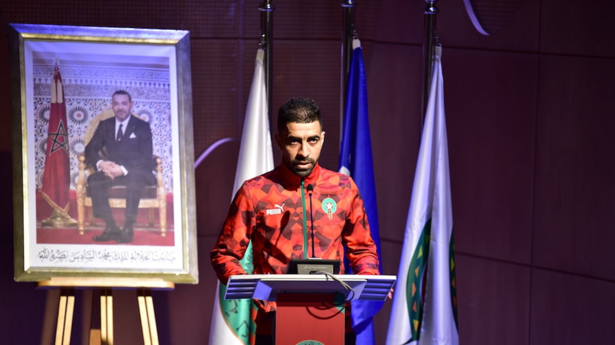 Soufiane El Masrar, capitaine des Lions de l'Atlas de futsal, le 22 avril 2024 au Complexe Mohammed VI de football.