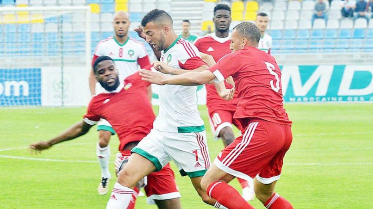 Séquence du dernier match entre le Maroc et le Congo Brazzaville, le 27 mai 2016 au Grand Stade de Tanger.