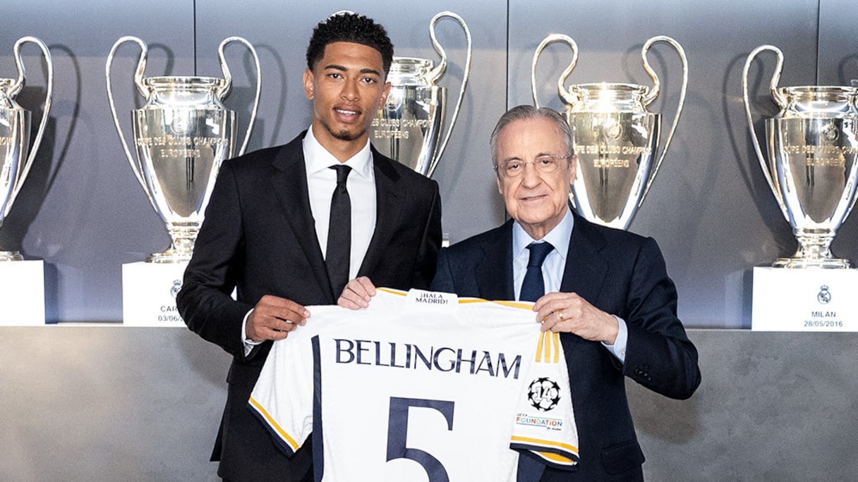 Jude Bellingham et le président madrilène Florentino Perez.