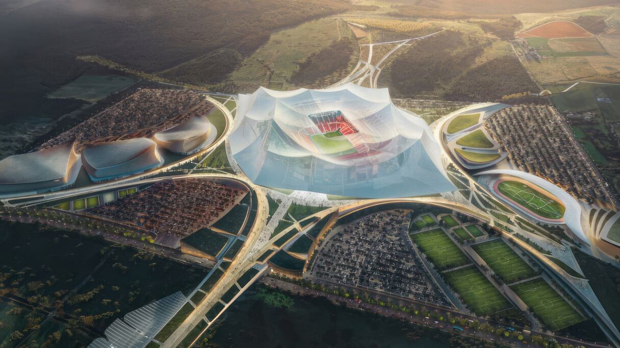 La maquette virtuelle du Stade Hassan II de Casablanca.