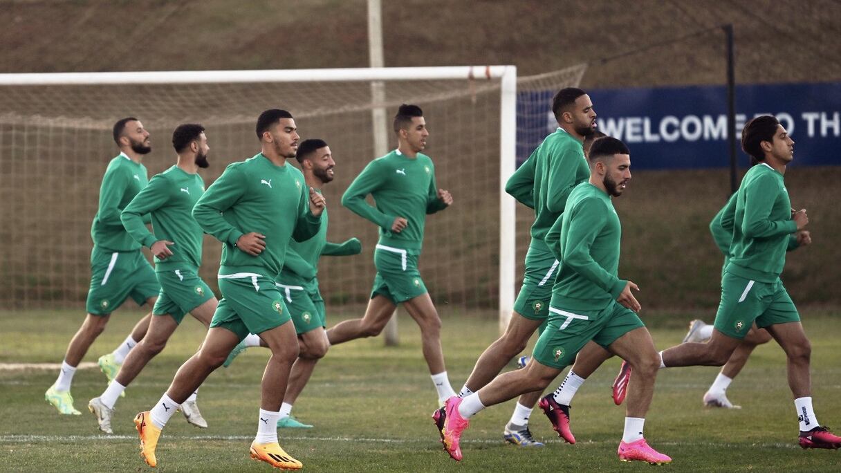 Séance d'entrainement des Lions de l'Atlas à Johannesbourg.