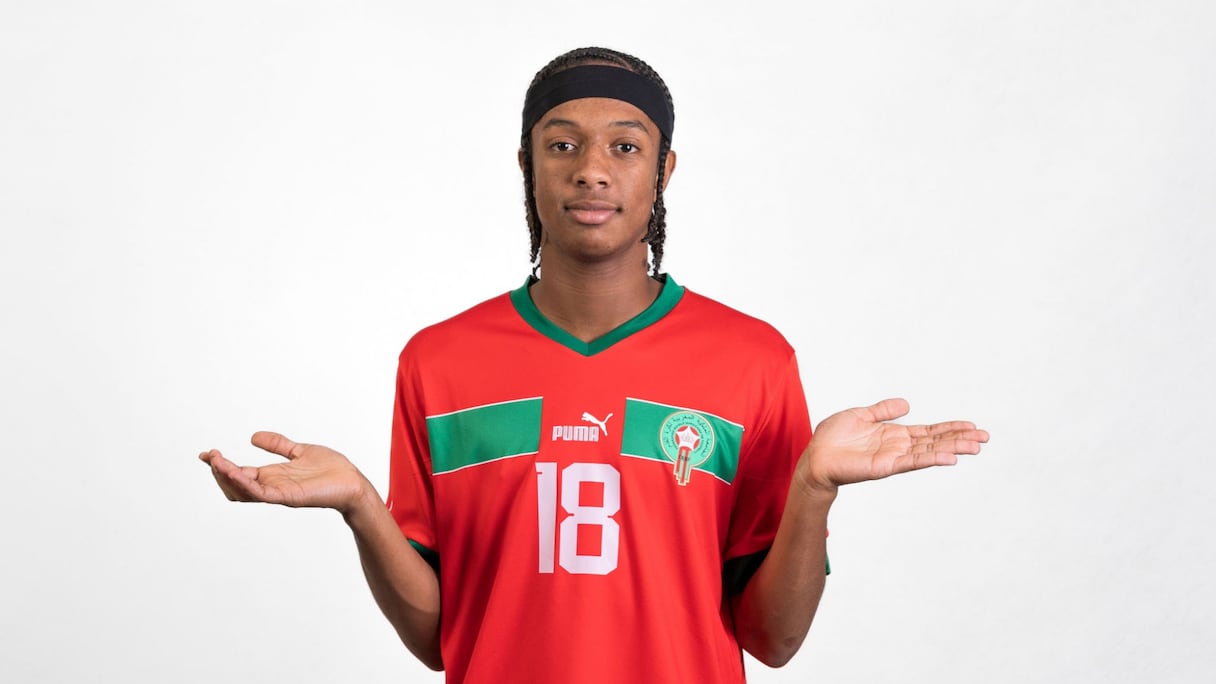 Mohammed Hamony arborant le maillot de l'équipe du Maroc u17.