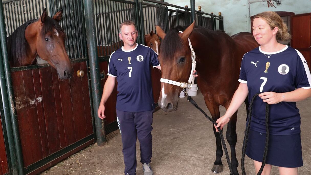 Antoine Griezman sur l'un de ses chevaux de course.