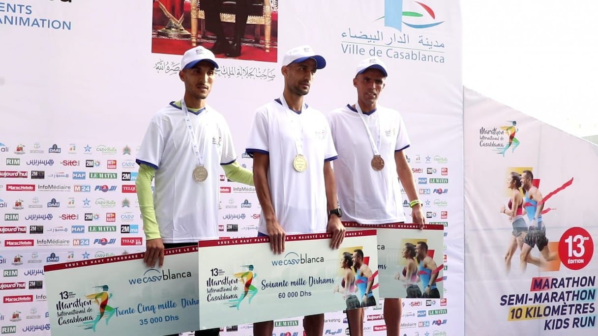 Les vainqueurs de la 13e édition du Marathon international de Casablanca.