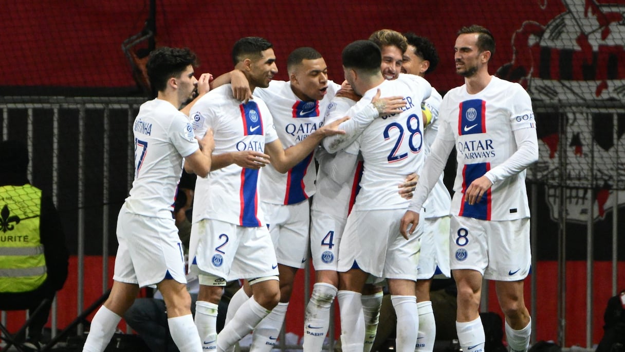 La joie des joueurs du PSG contre Nice, le samedi 8 avril 2023.