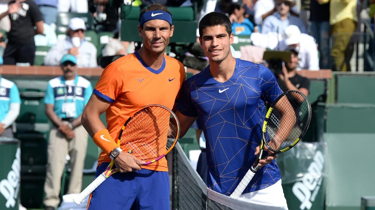 Les Espagnols Carlos Alcaraz et Rafael Nadal.