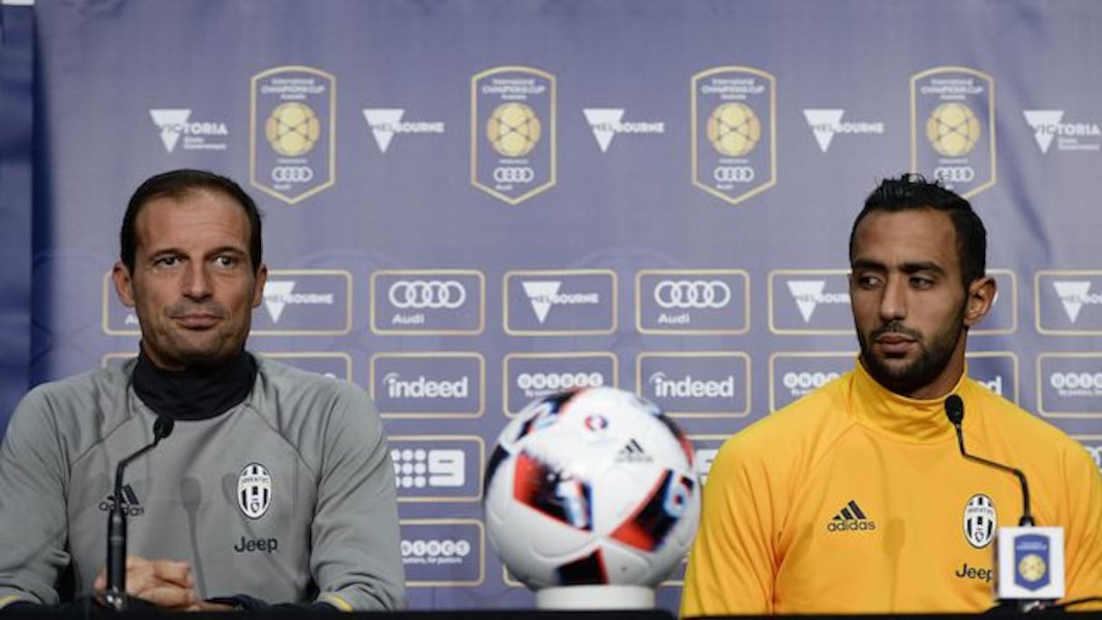 Mehdi Benatia et Massimiliano Allegri.