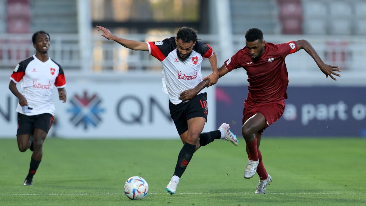 Soufiane Boufal, international marocain d'Al-Rayyan SC, contre Al-Markhiya dans le cadre de la 17e journée du championnat du Qatar, le samedi 18 mars 2023.