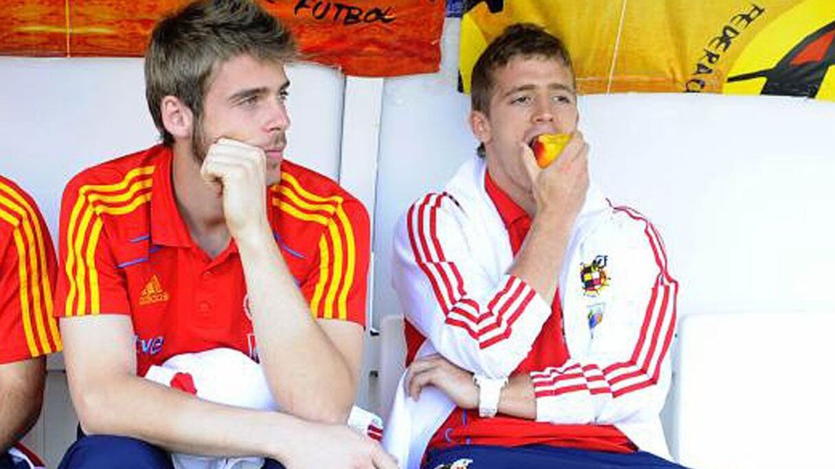 David Di Gea et Muniain sur le banc de touche de la Roja