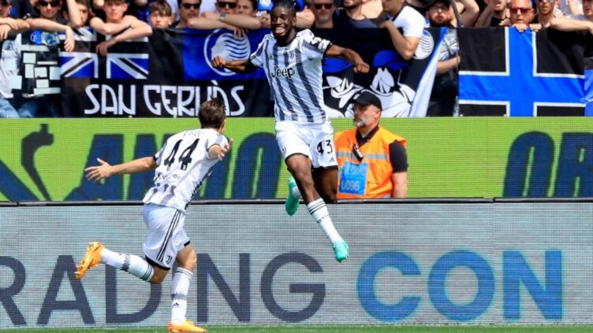 La joie de Samuel Iling-Junior, auteur du premier but de la Juventus contre Atalanta, le 7 mai 2023.
