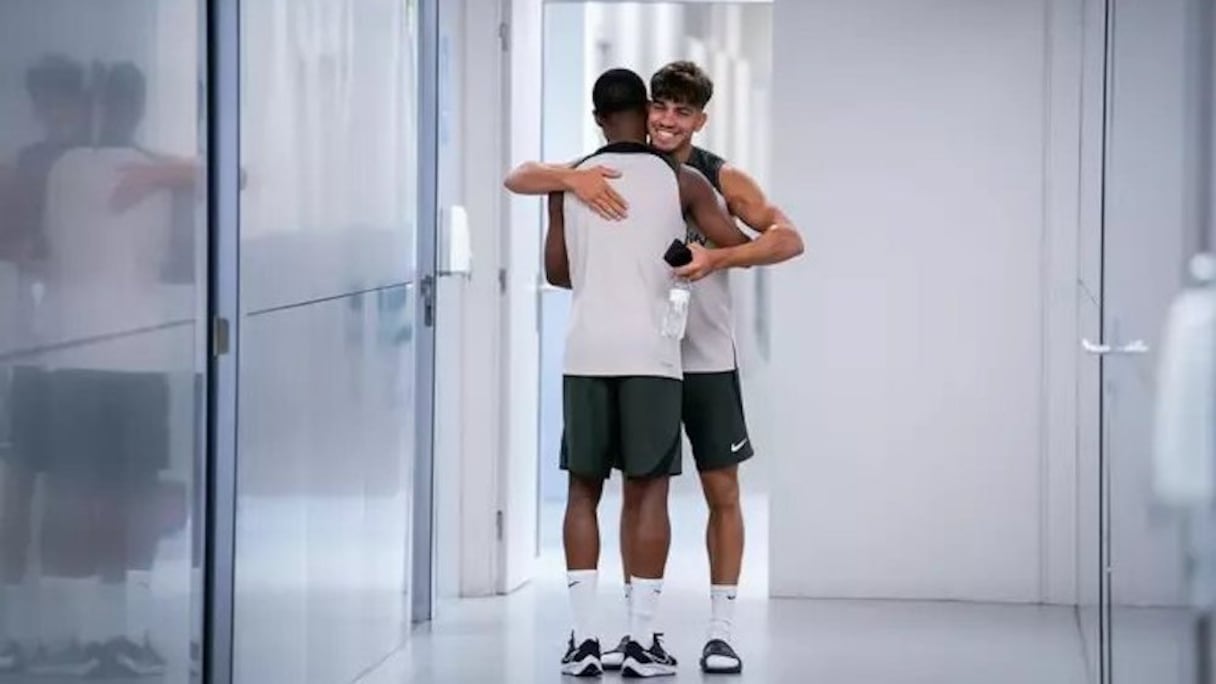 Abdessamad Ezzalzouli a repris l'entrainement avec le Barça, le 18 juillet 2023.