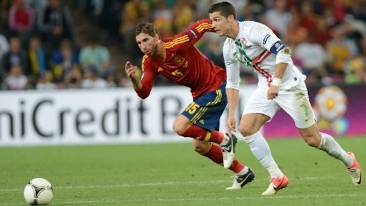 Ronaldo et Ramos lors d'un précédent match entre le Portugal et l'Espagne.