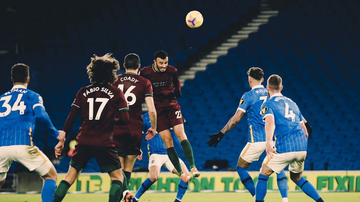 Romain Saïss buteur face à Brighton, ce samedi 2 janvier 2021.