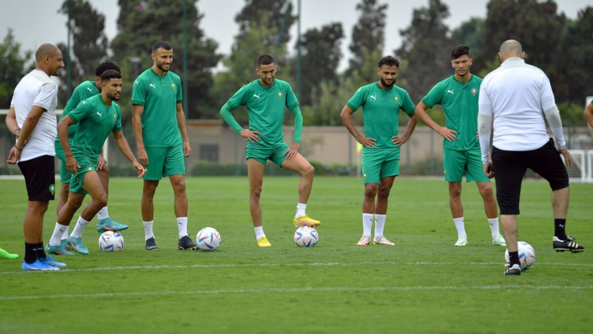 Les Lions de l’Atlas lors d’une séance d’entrainement au Complexe Mohammed VI de football à Maâmora.