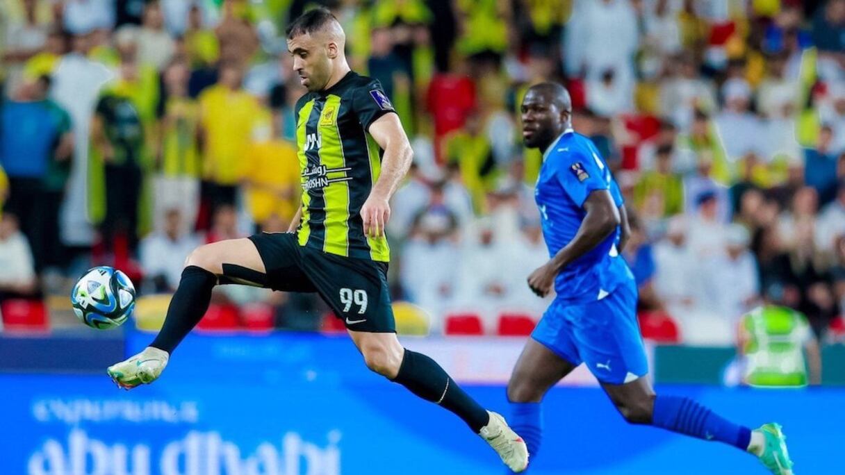 Abderrazak Hamdallah lors de la Supercoupe d’Arabie saoudite avec Al Ittihad contre Al Hilal (1-4), le 11 avril 2024.