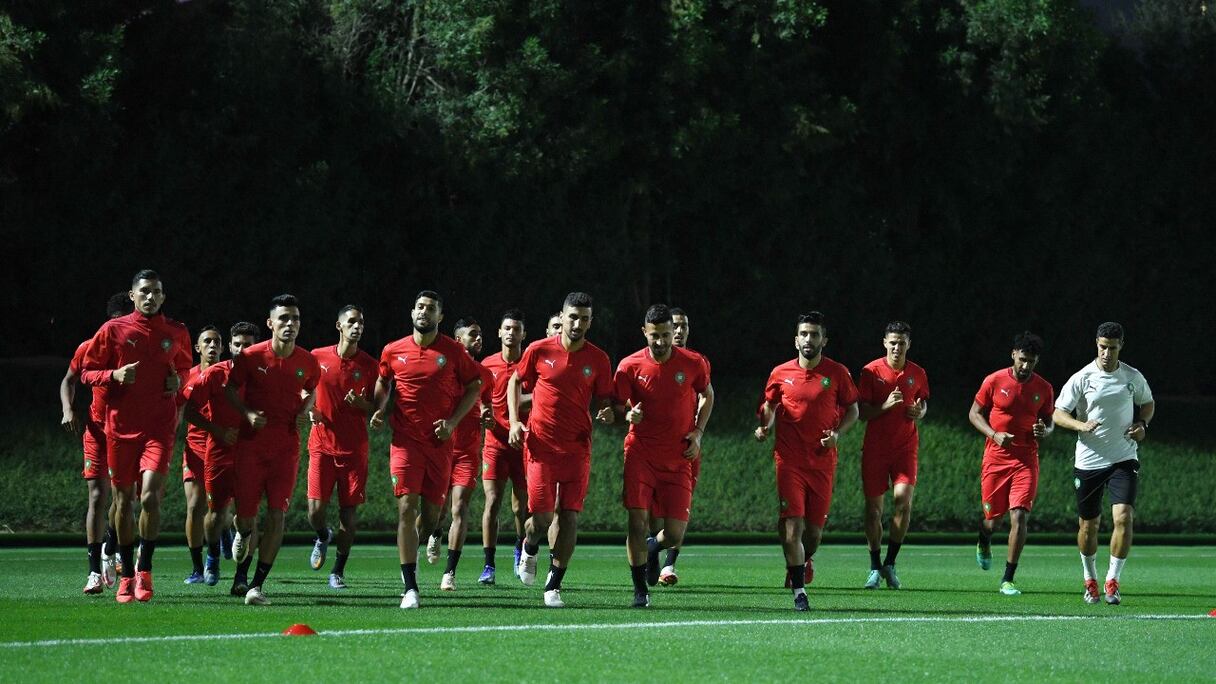 Les Lions de l'Atlas A' à l'entraînement.
