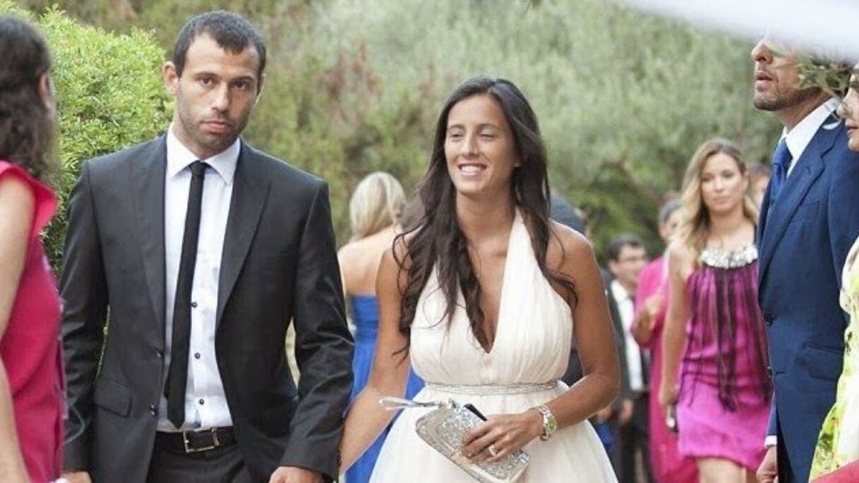 Le milieu récupérateur Javier Mascherano en compagnie de son épouse Fernanda.