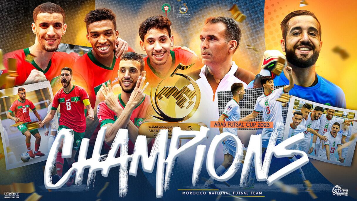 Les Lions de l'Atlas de futsal, champions arabes 2023.