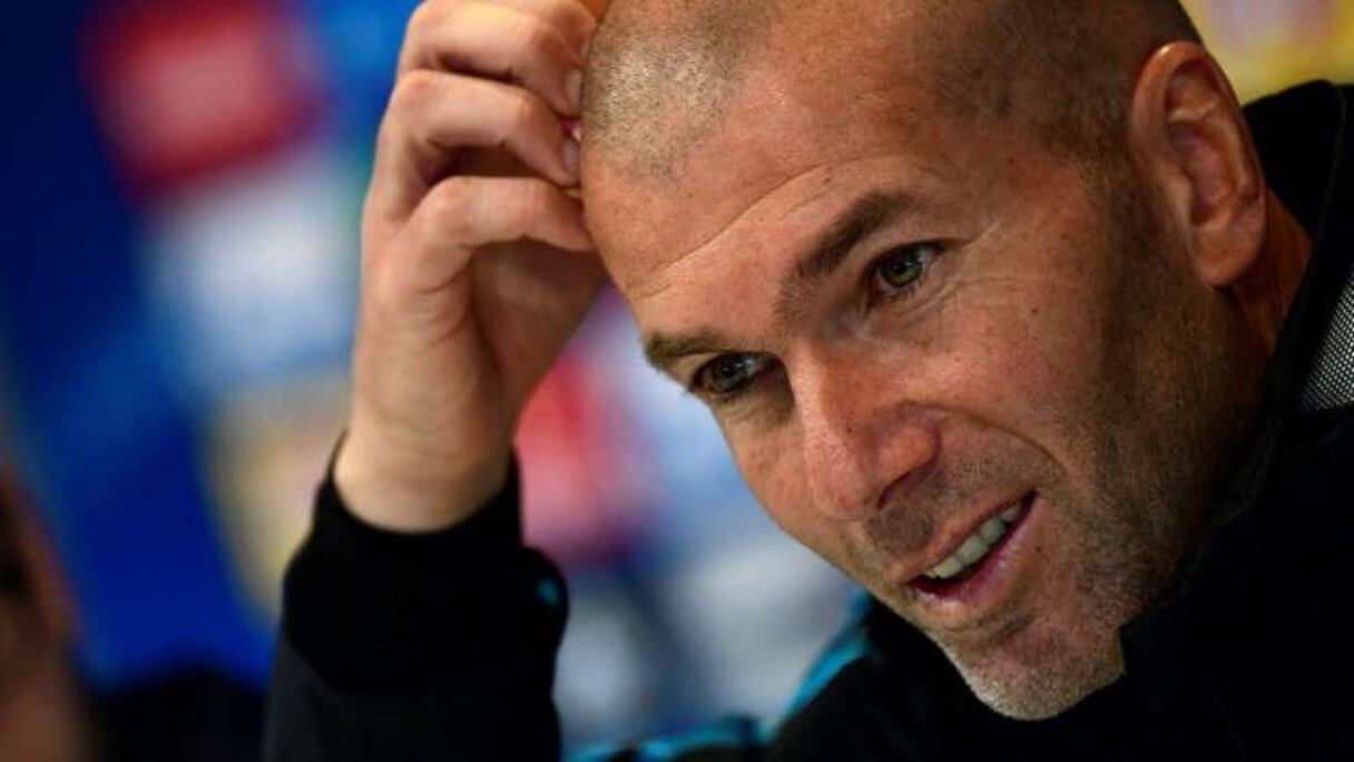 L'entraineur du Real Madrid Zinédine Zidane en conférence de presse, le 5 décembre 2017 à Madrid