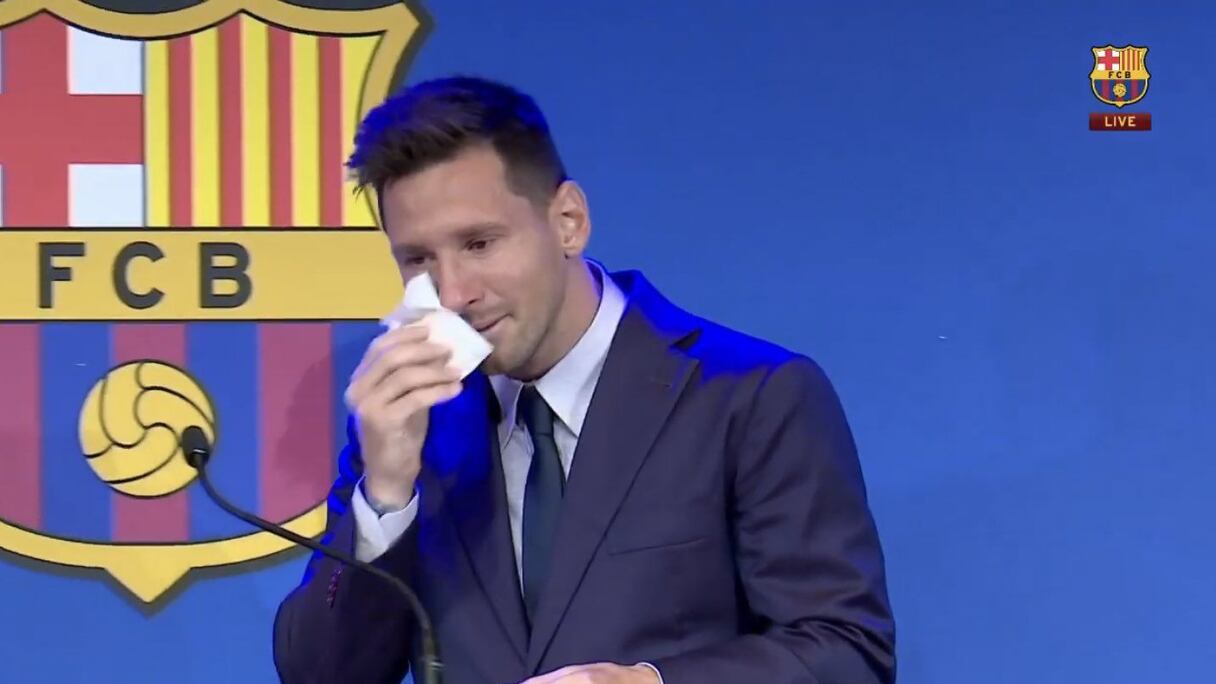 Lionel Messi en pleurs.