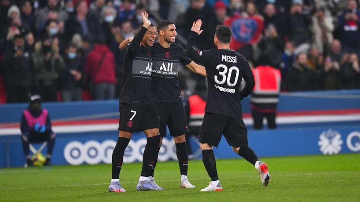 Achraf Hakimi, Lionel Messi et Kylian Mbappé.
