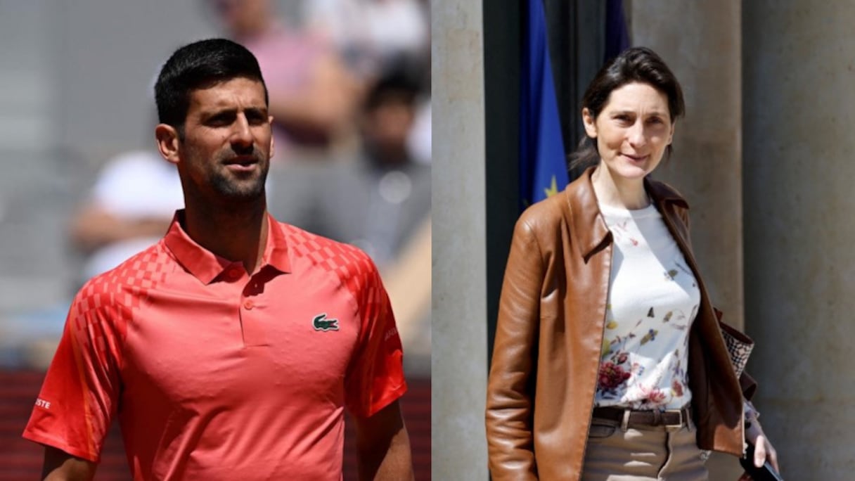 Amélie Oudéa-Castéra, ministre française des Sports, et Novak Djokovic.