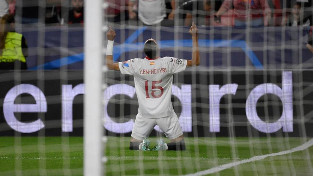 Youssef En-Nesyri buteur contre Copenhague en Ligue des Champions, mardi 25 octobre 2022.