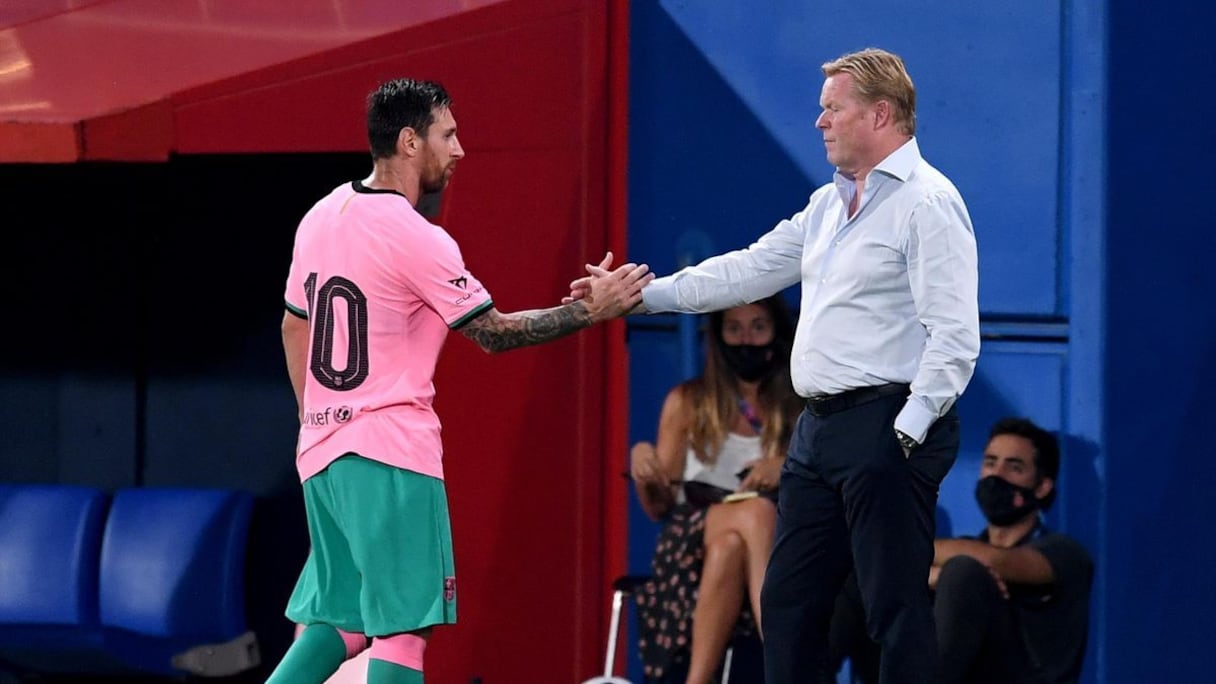 Ronald Koeman et Lionel Messi.