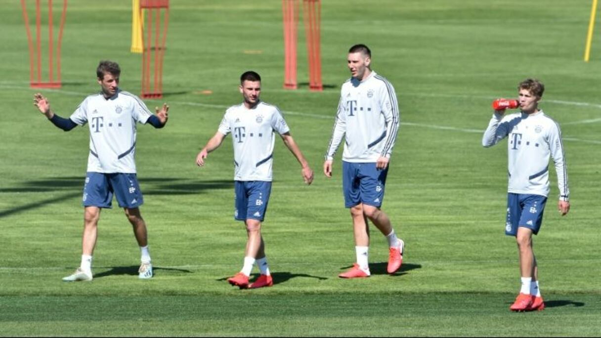 Les joueurs du Bayern à l'entraînement, le 16 avril 2020 à Munich.
