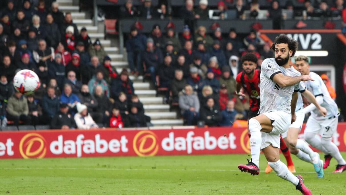 Mohamed Salah de Liverpool a complètement manqué son pénalty face à Bournemouth, le 11 mars 2023.