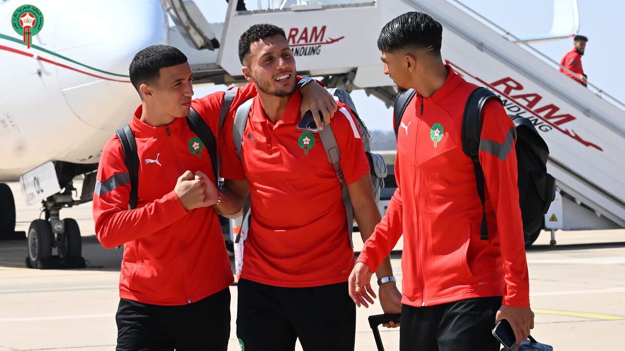 Les Lions de l'Atlas à leur arrivée à Agadir, le 8 septembre 2023.