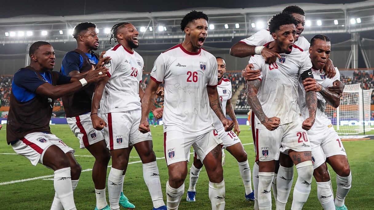 La joie des joueurs du Cap-Vert après leur victoire sur la Mauritanie, le lundi 29 janvier 2024.