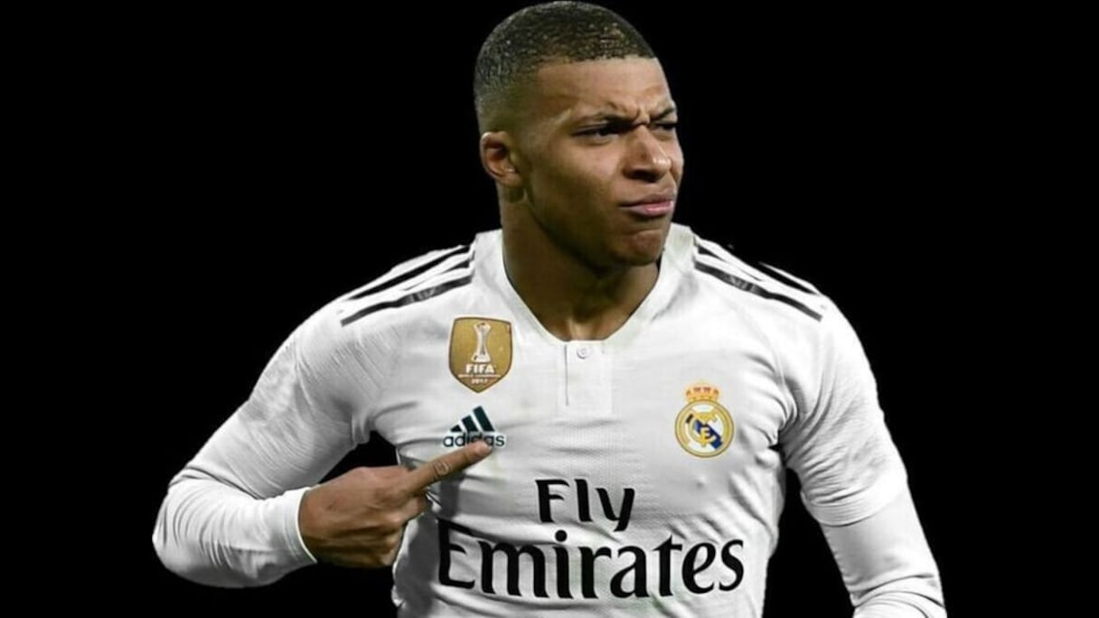 Kylian Mbappé sous le maillot du Real Madrid (photo-montage).