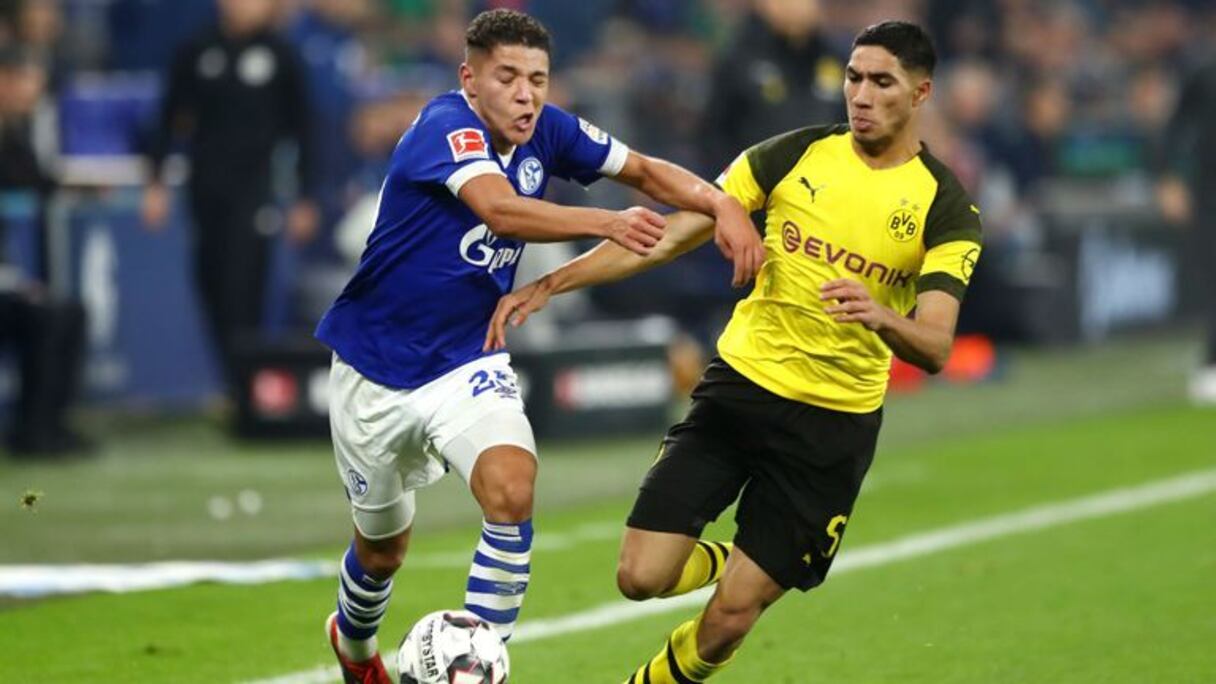 Amine Harit (à gauche) et Achraf Hakimi, en plein duel.