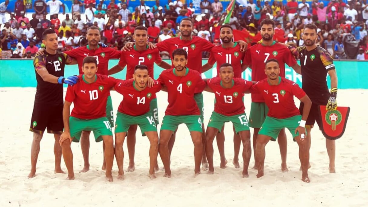 Les Lions de l'Atlas de beach soccer.