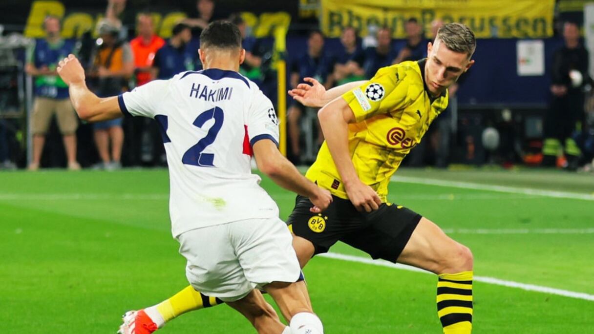 L'arrière droit du PSG, Achraf Hakimi, lors de la défaite contre le BVB (0-1) lors du match aller des demi-finales de la Ligue des champions.