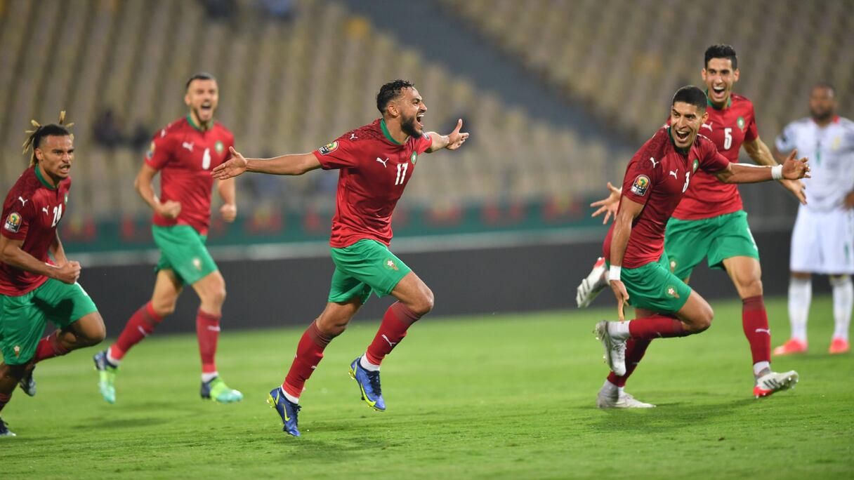 Sofiane Boufal célébrant son but contre le Ghana, lundi 10 janvier 2022.